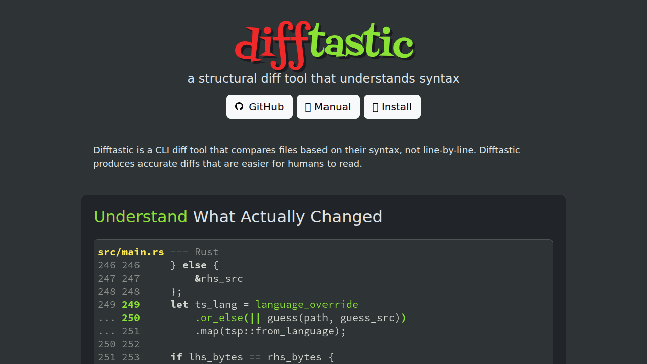 Difftastic, a structural diff