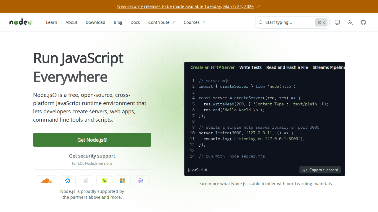 Node.js — Run JavaScript Everywhere